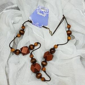 Wooden Beads and Rope Necklace